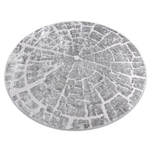Moderní MEFE koberec kulatý 6185 Pařez stromu - Strukturální, dvě úrovně rouna šedá (Velikost: kruh 120 cm)