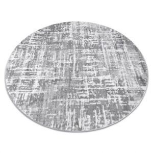 Moderní MEFE koberec kulatý 8722 Pásy vintage - Strukturální, dvě úrovně rouna šedá / bílá (Velikost: kruh 100 cm)