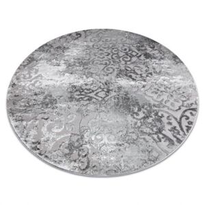 Moderní MEFE koberec kulatý 8724 Ornament vintage - Strukturální, dvě úrovně rouna šedá (Velikost: kruh 160 cm)