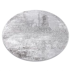 Moderní MEFE koberec kulatý 8731 Vintage - Strukturální, dvě úrovně rouna šedá (Velikost: kruh 160 cm)