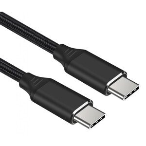 Kabel USB-C M/M 1m , 240W 480Mbps černý bavlněný oplet, 1m