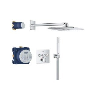 GROHE SMARTCONTROL sprchový set s termostatickou podomítkovou baterií, horní sprcha, ruční sprcha, hadice, držák, Water Saving, chrom