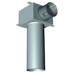 Stropní/stěnový box DN125, 1 vyústek DN90, rovný, průchozí, pro talířový ventil 121x180x180mm, pozinkovaná ocel/PP