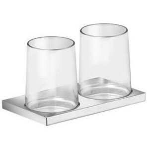 KEUCO EDITION 11 držák koupelnových skleniček 182x105x114mm, dvojitý, včetně skleniček, chrom/sklo