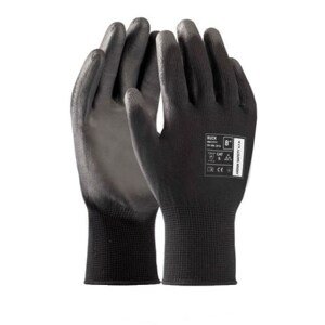ARDON BUCK pracovní rukavice 10" bezešvé, polomáčené, na stojan, polyester/polyuretan, černá
