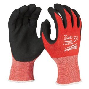 MILWAUKEE pracovní rukavice 10/XL, ochrana proti proříznutí A, nylon/lycra/nitril, červená