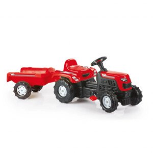 Šlapací traktor Dolu Ranchero s vlečkou, červený
