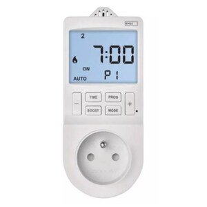 EMOS termostat do zásuvky 230V~/16A, s digitálním časovačem, bílá