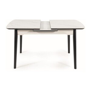 Jídelní stůl rozkládací 120x80 POLY ceramic bílý mramor/černý mat
