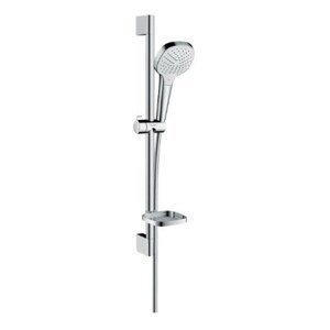 HANSGROHE CROMA SELECT E VARIO 3JET sprchová souprava 4-dílná, ruční sprcha 110x110 mm, 3 proudy, tyč, hadice, mýdlenka, bílá/chrom