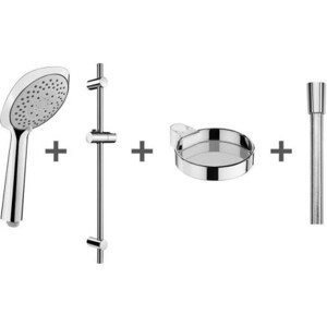 JIKA CUBITO-N sprchová souprava 4-dílná, ruční sprcha 130x130 mm, 4 proudy, tyč, hadice, mýdlenka, chrom