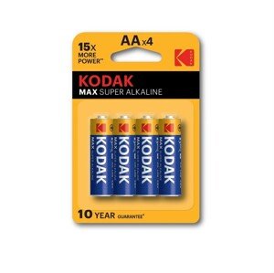 Baterie Kodak AA MAX alkalická 4 ks, blistr