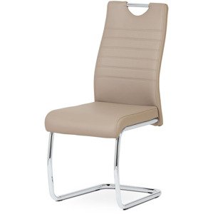 Jídelní židle, potah cappuccino ekokůže, kovová pohupová chromovaná podnož DCL-418 CAP