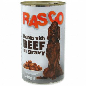 Konzerva RASCO Dog hovězí kousky ve šťávě