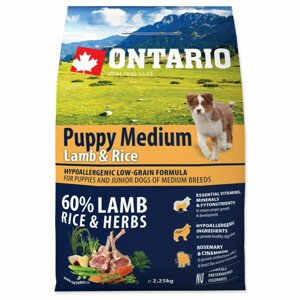 Krmivo Ontario Puppy Medium Lamb & Rice 2,25kg
