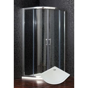 Sprchový kout čtvrtkruhový BRILIANT 90 x 90 x 198 cm čiré sklo s vaničkou z litého mramoru POLARIS
