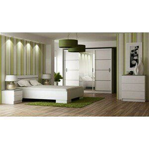 Ložnice SANDINO bílá (postel 160, skříň, komoda, 2 noční stolky)