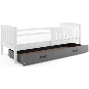 Dětská postel KUBUS 1 80x190 cm, bílá/grafitová (Volba matrace: Pěnová matrace)