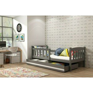 Dětská postel KUBUS 1 80x190 cm, grafitová/bílá (Volba matrace: Pěnová matrace)