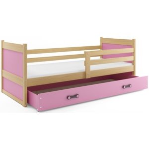 Dětská postel RICO 1 80x190 cm, borovice/růžová (Volba matrace: Pěnová matrace)