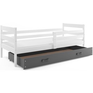 Dětská postel ERYK 1 90x200 cm, bílá/grafitová (Volba matrace: Pěnová matrace)