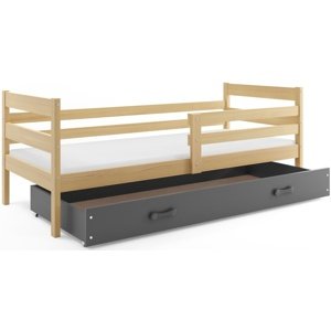 Dětská postel ERYK 1 90x200 cm, borovice/grafitová (Volba matrace: Pěnová matrace)