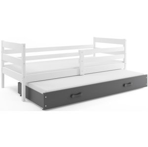 Dětská postel s přistýlkou ERYK 2 90x200 cm, bílá/grafitová (Volba matrace: Pěnová matrace)