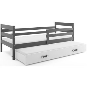 Dětská postel s přistýlkou ERYK 2 90x200 cm, grafitová/bílá (Volba matrace: Pěnová matrace)