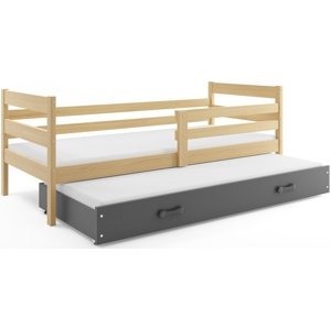 Dětská postel s přistýlkou ERYK 2 90x200 cm, borovice/grafitová (Volba matrace: Pěnová matrace)