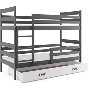 Patrová postel ERYK 90x200 cm, grafitová/bílá (Volba matrace: Pěnová matrace)