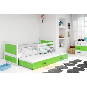 Dětská postel s přistýlkou RICO 2 80x190 cm, bílá/zelená (Volba matrace: Pěnová matrace)