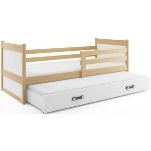 Dětská postel s přistýlkou RICO 2 90x200 cm, borovice/bílá (Volba matrace: Pěnová matrace)