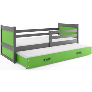 Dětská postel s přistýlkou RICO 2 80x190 cm, grafitová/zelená (Volba matrace: Pěnová matrace)