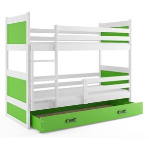Patrová postel RICO 80x160 cm, bílá/zelená (Volba matrace: Pěnová matrace)