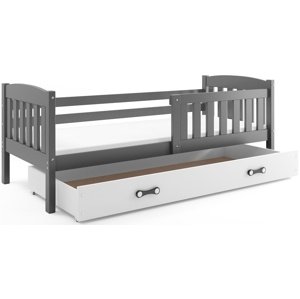 Dětská postel KUBUS 1 80x160 cm, grafitová/bílá (Volba matrace: Pěnová matrace)