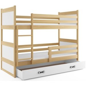 Patrová postel RICO 80x160 cm, borovice/bílá (Volba matrace: Pěnová matrace)