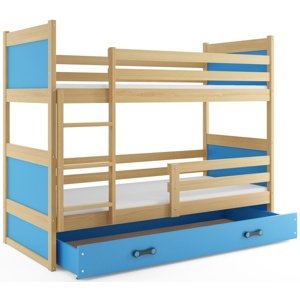 Patrová postel RICO 80x160 cm, borovice/modrá (Volba matrace: Pěnová matrace)