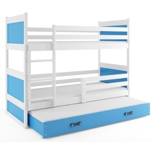 Patrová postel s přistýlkou RICO 3 80x160 cm, bílá/modrá (Volba matrace: Pěnová matrace)