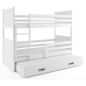 Patrová postel s přistýlkou RICO 3 80x190 cm, bílá/bílá (Volba matrace: Pěnová matrace)