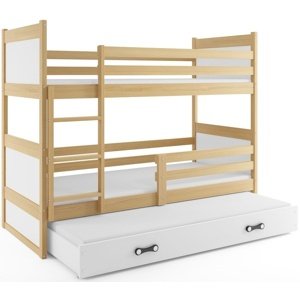 Patrová postel s přistýlkou RICO 3 80x190 cm, borovice/bílá (Volba matrace: Pěnová matrace)