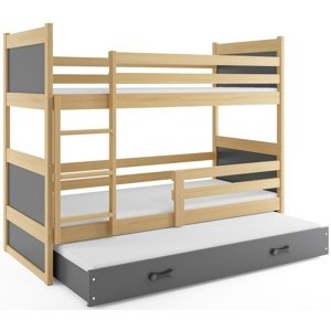 Patrová postel s přistýlkou RICO 3 80x160 cm, borovice/grafitová (Volba matrace: Pěnová matrace)