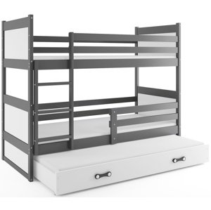 Patrová postel s přistýlkou RICO 3 90x200 cm, grafitová/bílá (Volba matrace: Pěnová matrace)