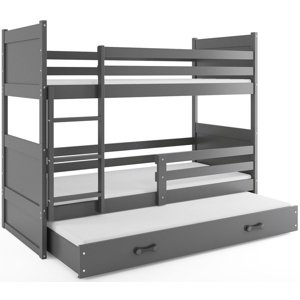 Patrová postel s přistýlkou RICO 3 90x200 cm, grafitová/grafitová (Volba matrace: Pěnová matrace)