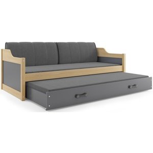 Dětská postel s přistýlkou DAVID 80x190 cm, borovice/grafitová (Volba matrace: Pěnová matrace)