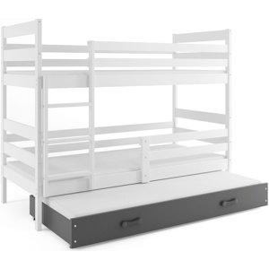 Patrová postel s přistýlkou ERYK 3 80x160 cm, bílá/grafitová (Volba matrace: Pěnová matrace)