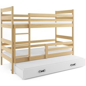 Patrová postel s přistýlkou ERYK 3 90x200 cm, borovice/bílá (Volba matrace: Pěnová matrace)