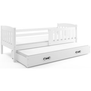 Dětská postel s přistýlkou KUBUS 2 90x200 cm, bílá/bílá (Volba matrace: Pěnová matrace)