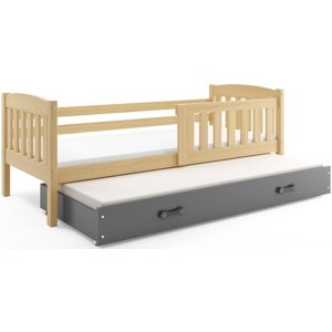 Dětská postel s přistýlkou KUBUS 2 90x200 cm, borovice/grafitová (Volba matrace: Pěnová matrace)