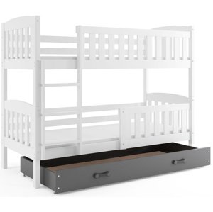Patrová postel KUBUS 90x200 cm, bílá/grafitová (Volba matrace: Pěnová matrace)