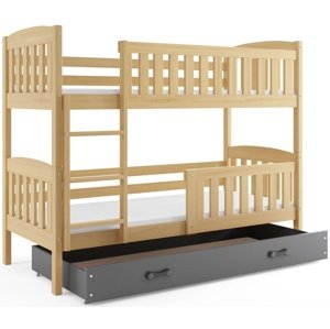 Patrová postel KUBUS 90x200 cm, borovice/grafitová (Volba matrace: Pěnová matrace)